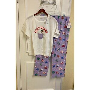 Old Navy Christmas Holiday Winter Flannel Pajama Set Size Large (12-14)